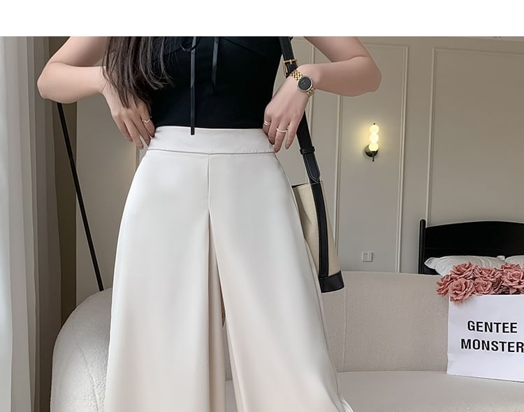 Leg Pants Wide Waist Plain High