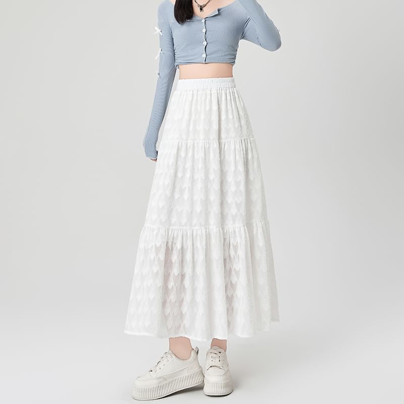 Midi Waist Skirt Patterned High A-Line