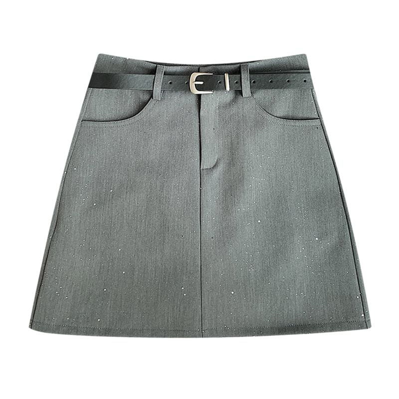 Sequin A-Line Mini Skirt High Waist