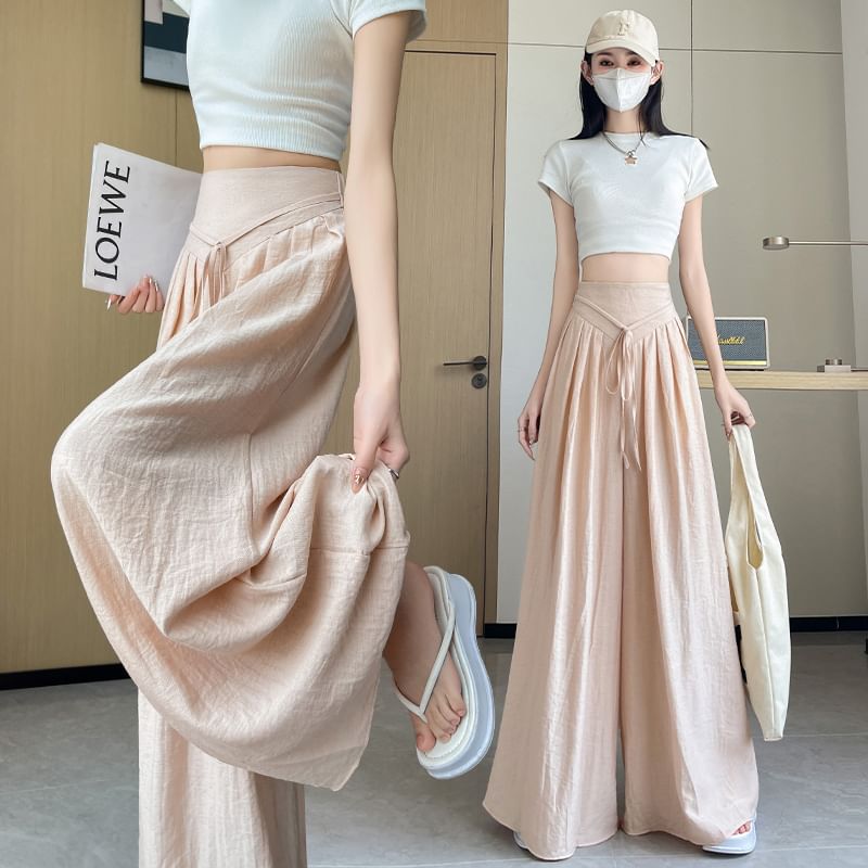 Plain Inverted High Pleated Pants Waist Leg (Various Wide Designs)