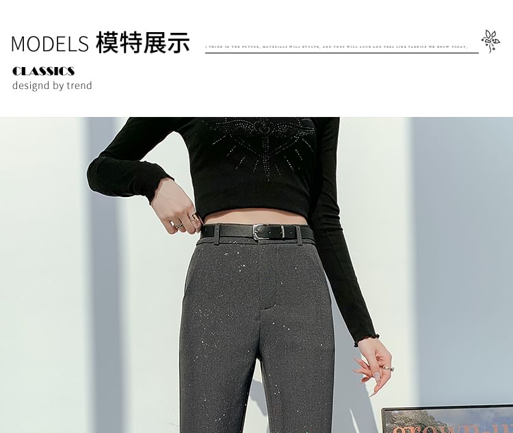 High Pants Sequin Flared Rise