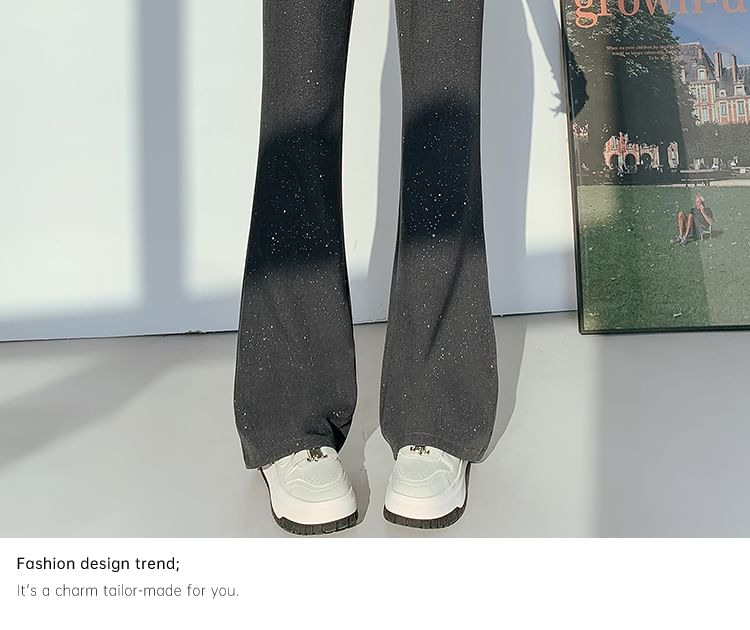 High Pants Sequin Flared Rise