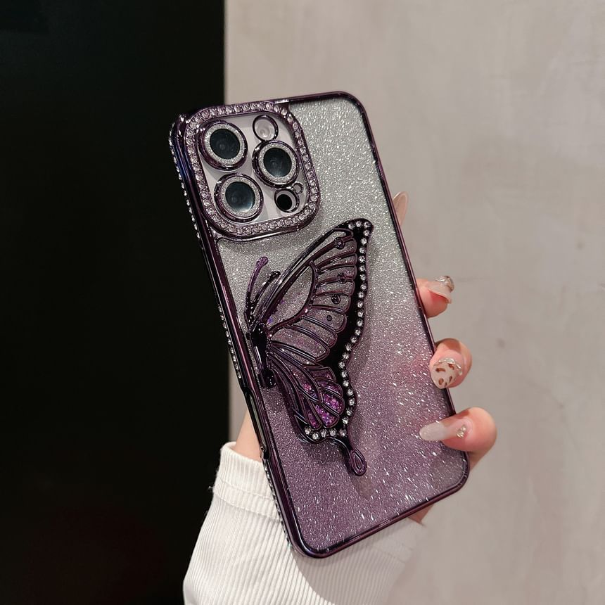 Embellished Case Stand Butterfly Phone