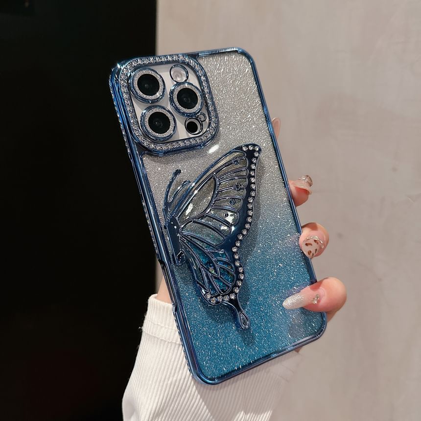 Embellished Butterfly Case Stand Phone