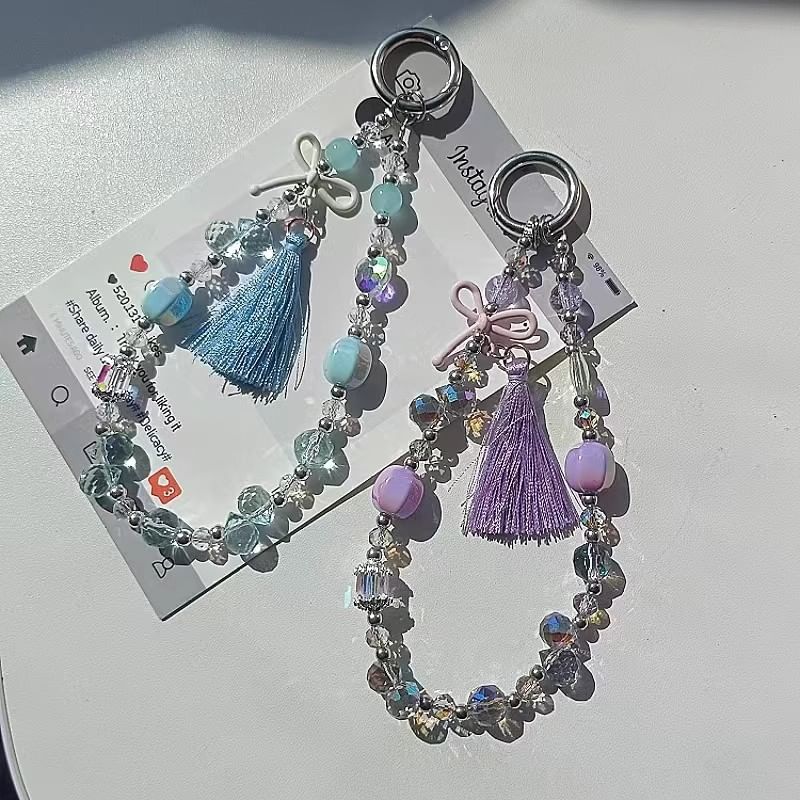 Strap Faux with Bow Phone Crystal Pad Lanyard