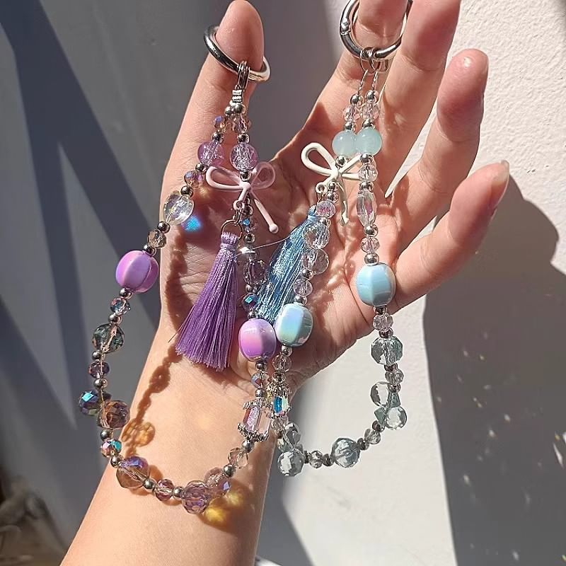 Bow Crystal Pad with Phone Strap Faux Lanyard