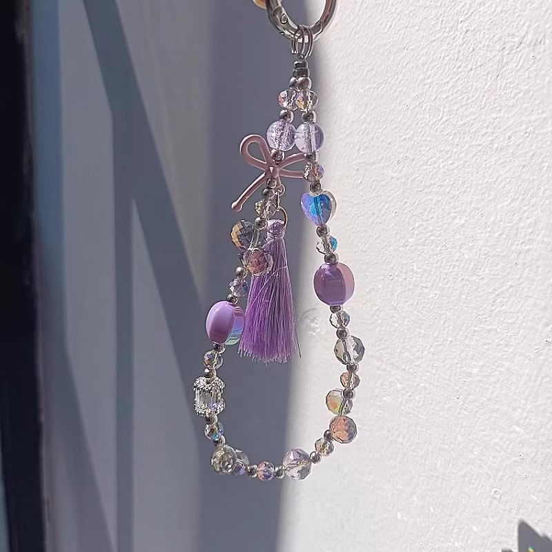 Bow Crystal Pad with Phone Strap Faux Lanyard