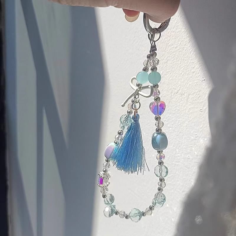 Bow Crystal Pad with Phone Strap Faux Lanyard