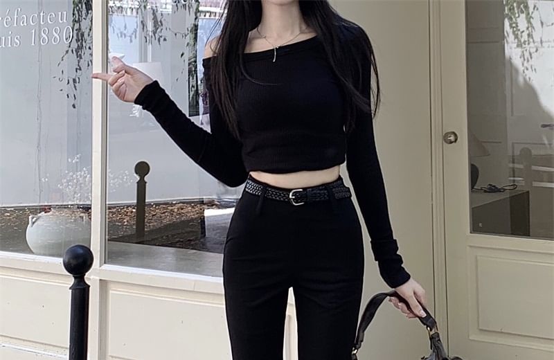 Flared High Plain Rise Pants