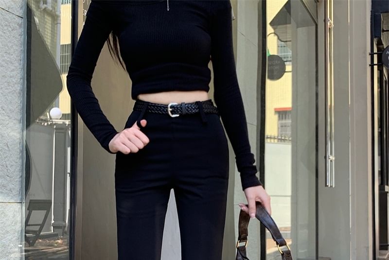 Flared High Plain Rise Pants