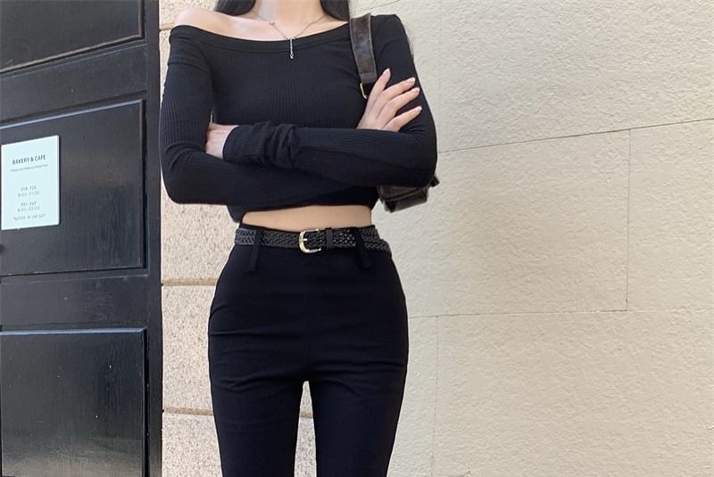 Flared High Plain Rise Pants