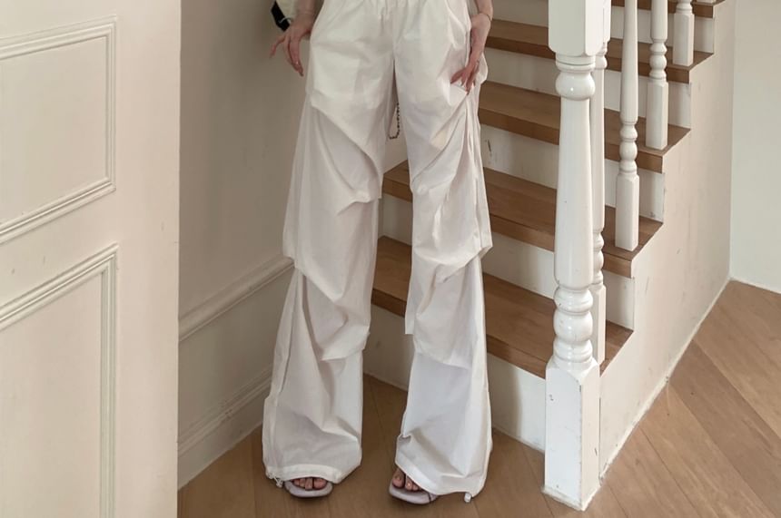 Waist / Bodysuit Neck Top Plain Round Leg Sleeveless Low Pants Ruched Wide