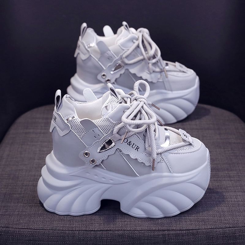 Lace-Up Lettering Sneakers Platform
