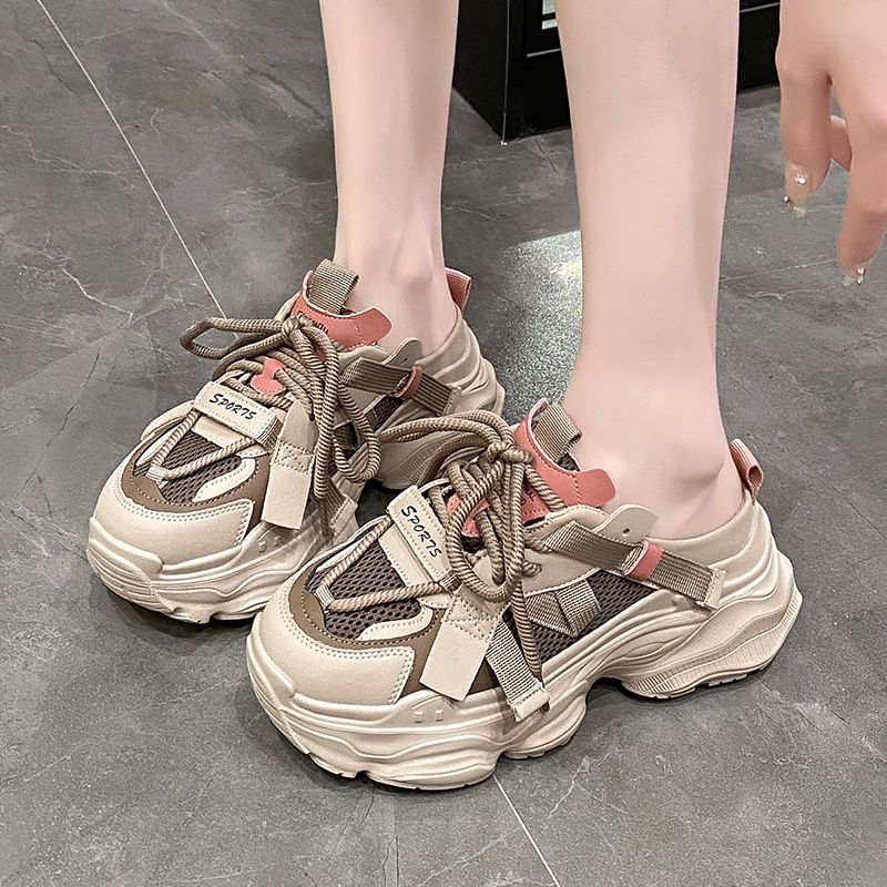 Sneakers Lace-Up Platform Lettering