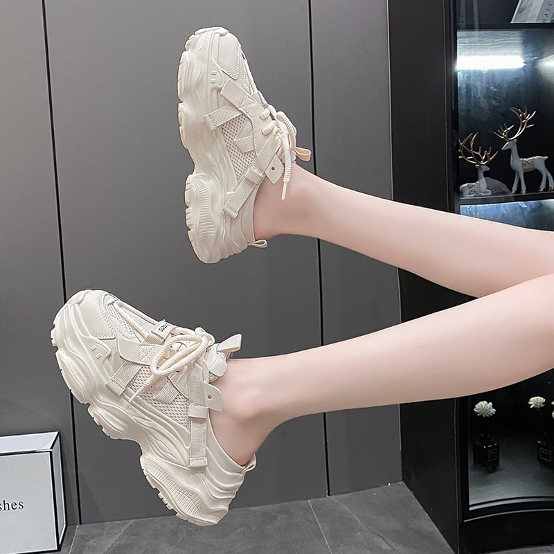 Sneakers Lace-Up Platform Lettering