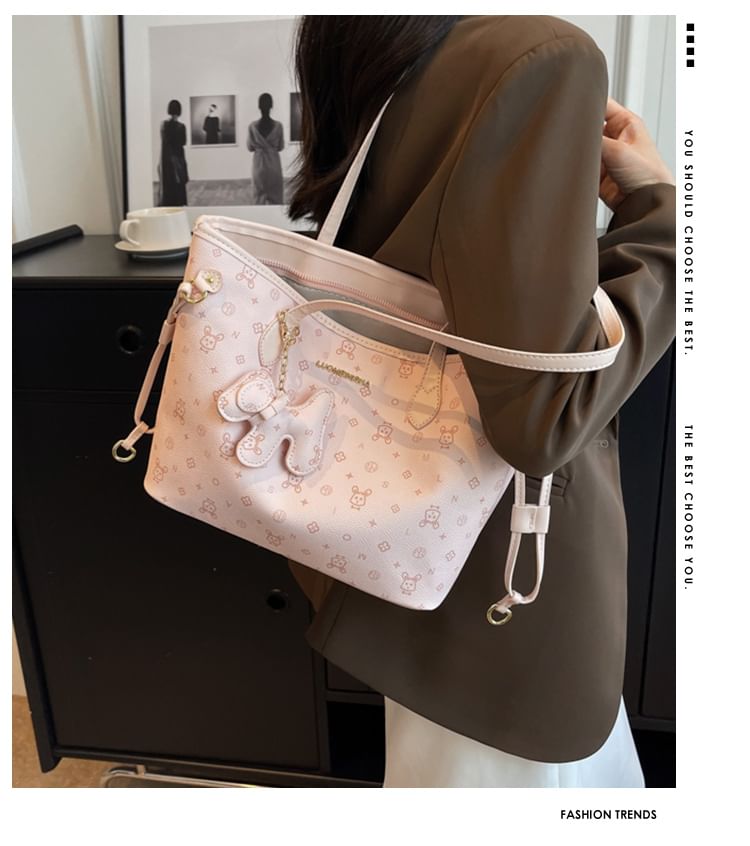 Faux Leather Tote Drawstring Patterned Bag