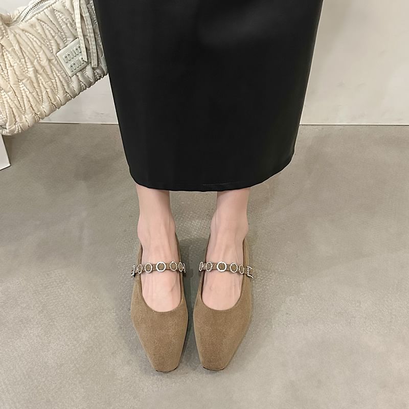 Pumps Mary Accent Heel Rhinestone Jane Chunky