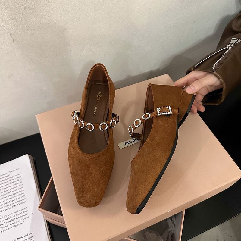 Pumps Mary Accent Heel Rhinestone Jane Chunky