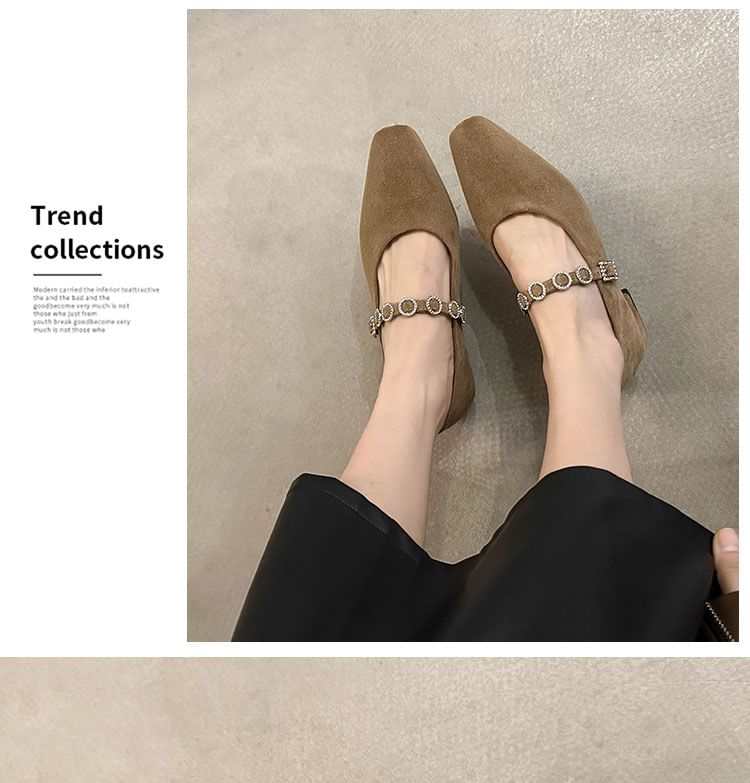 Pumps Mary Accent Heel Rhinestone Jane Chunky