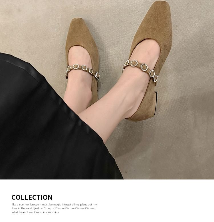 Pumps Mary Accent Heel Rhinestone Jane Chunky