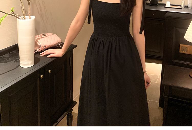 Dress Tie A-Line Maxi Shoulder Plain