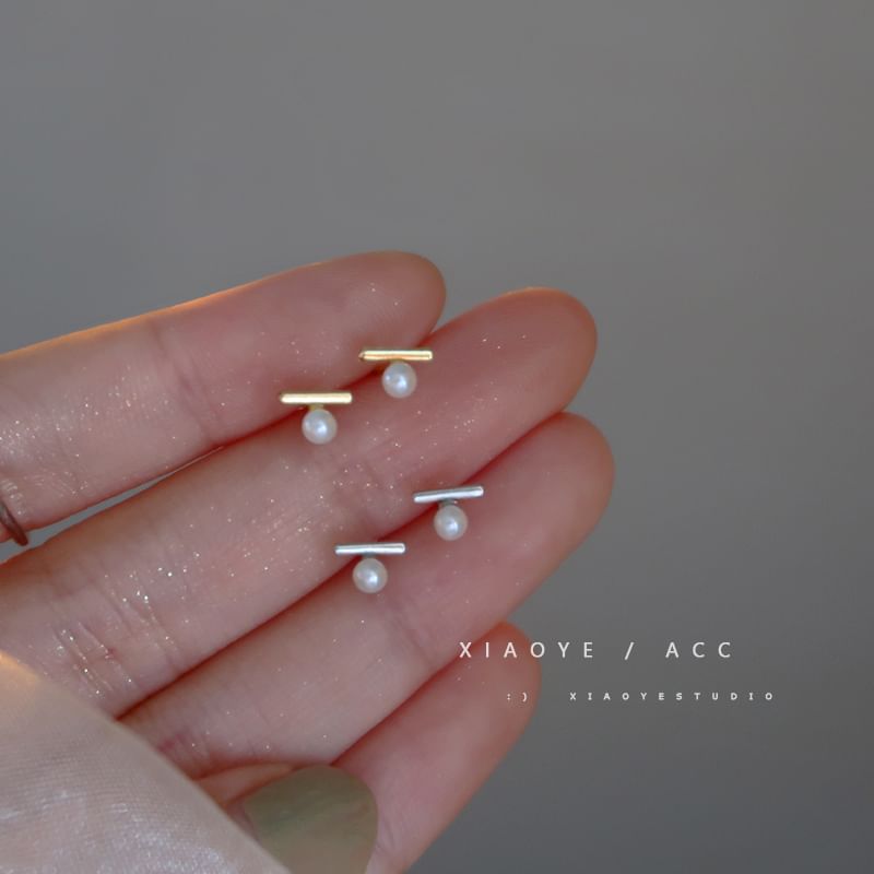 Sterling Earring Pearl S925 Silver Stud Faux