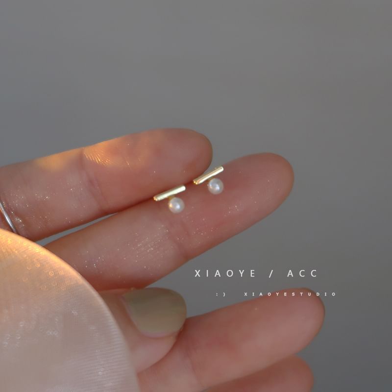 Sterling Earring Pearl S925 Silver Stud Faux