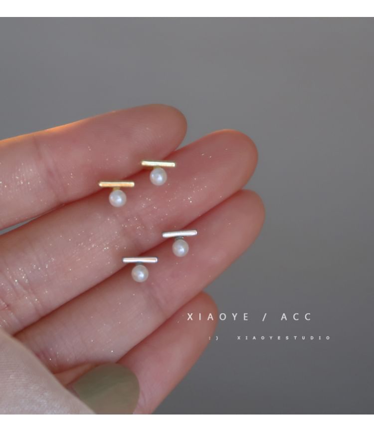 Sterling Earring Pearl S925 Silver Stud Faux