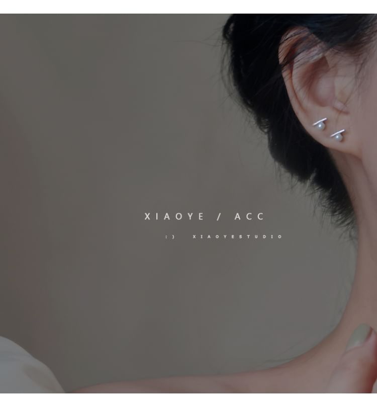 Sterling Earring Pearl S925 Silver Stud Faux