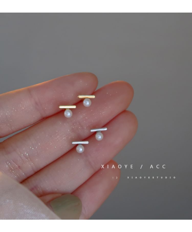 Sterling Earring Pearl S925 Silver Stud Faux