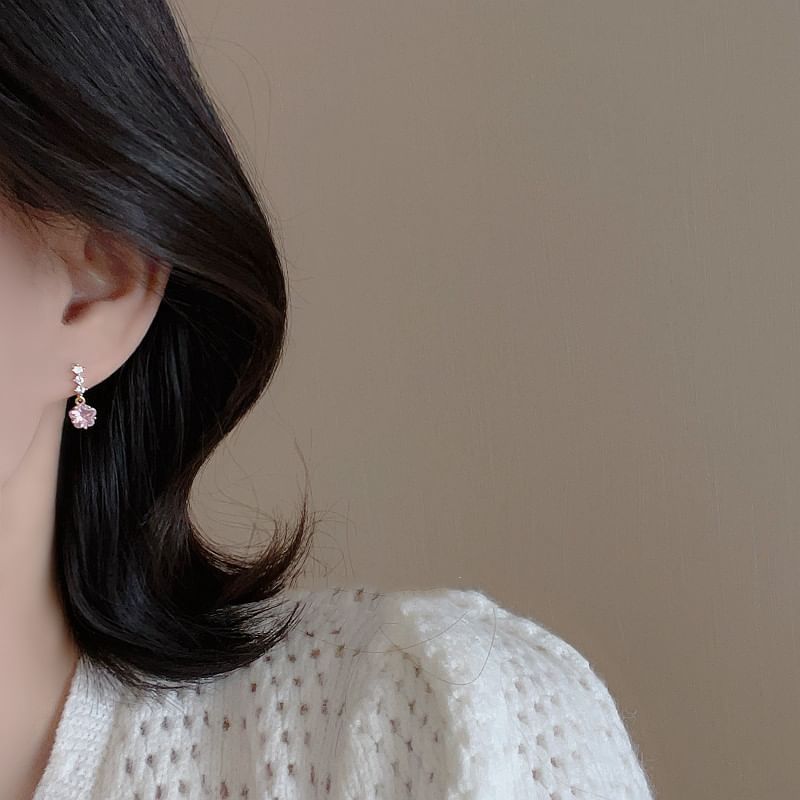 Earring Star Dangle Rhinestone Alloy