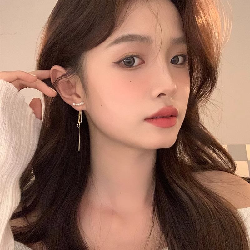 Pearl Threader Alloy Earring Faux