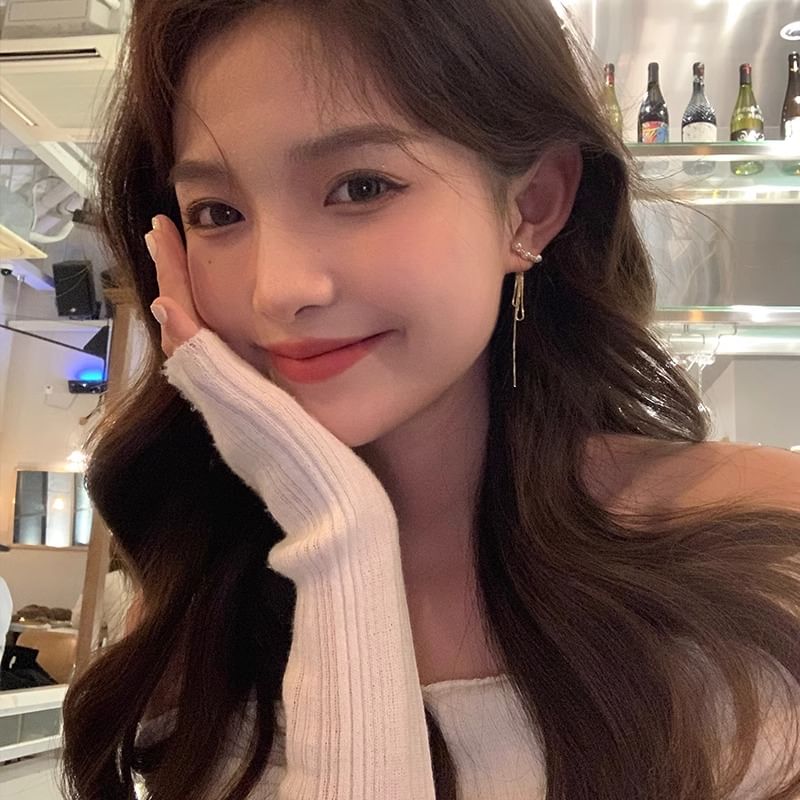 Pearl Threader Alloy Earring Faux