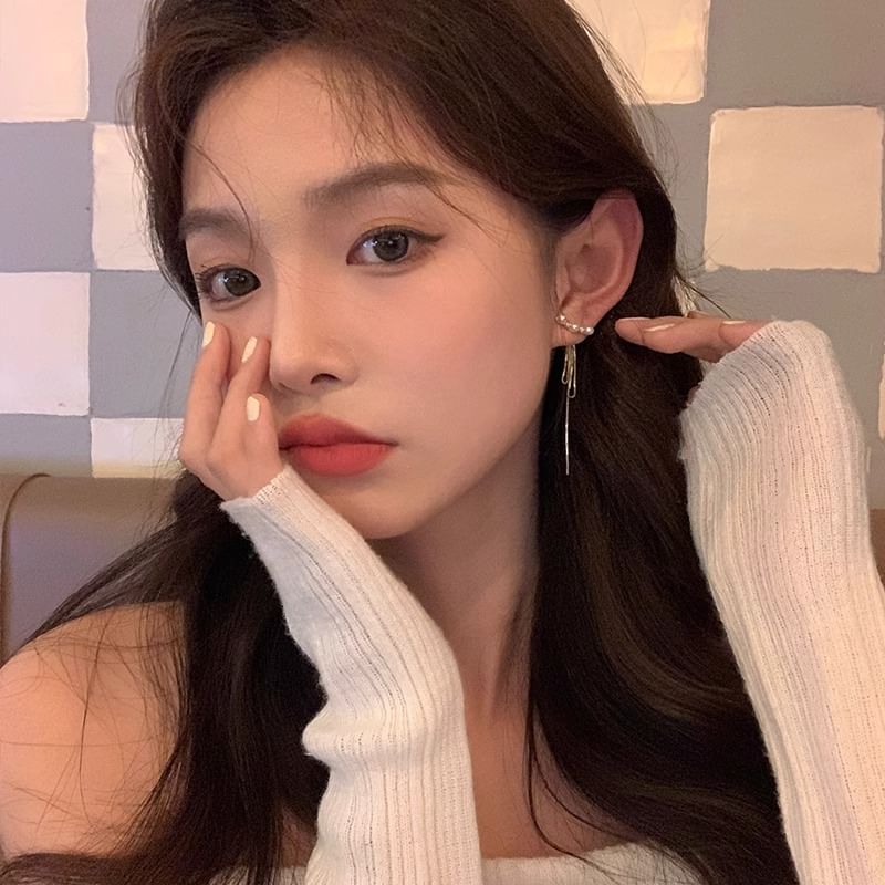 Pearl Threader Alloy Earring Faux