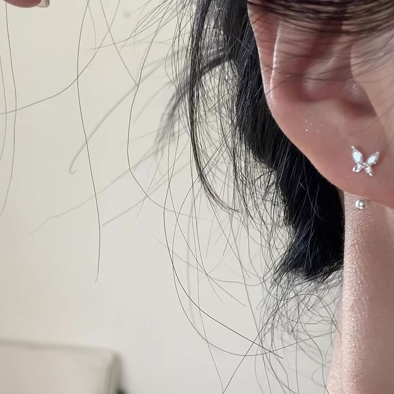 Rhinestone Butterfly Ear Alloy Jacket