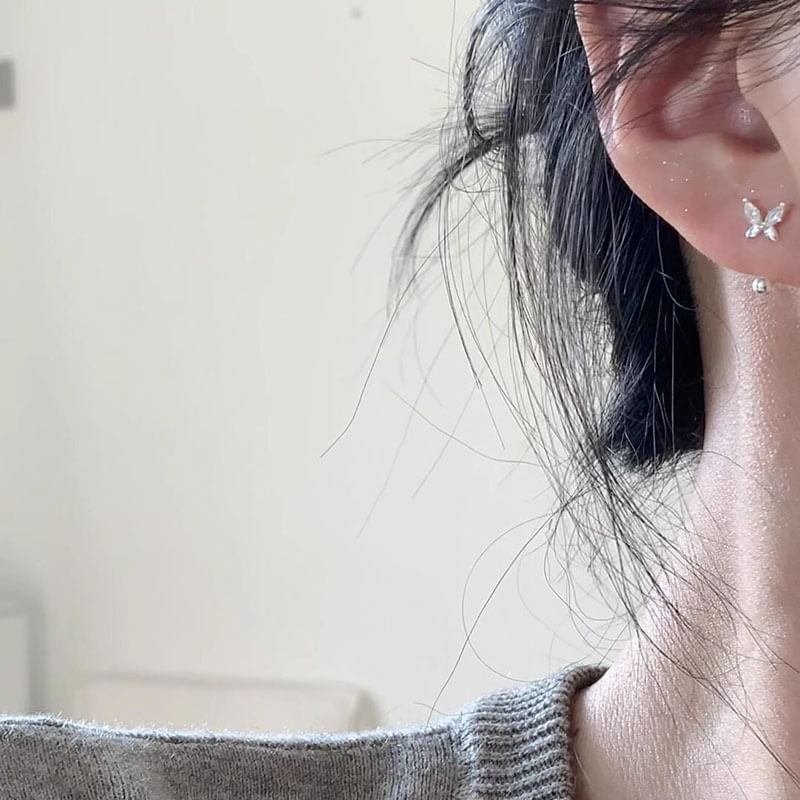Rhinestone Butterfly Ear Alloy Jacket