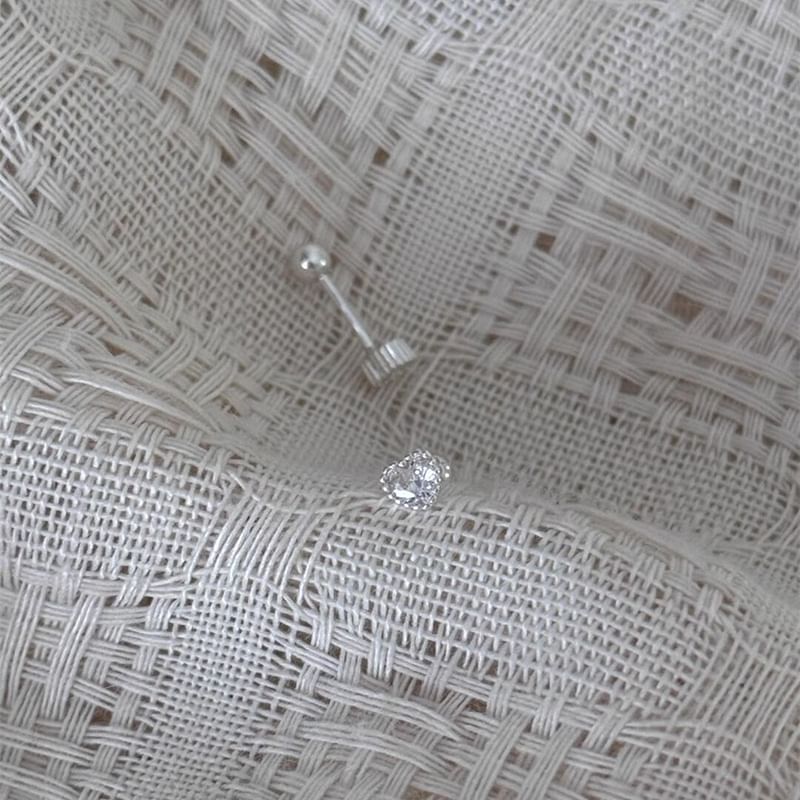 Alloy Heart Earring Rhinestone Stud