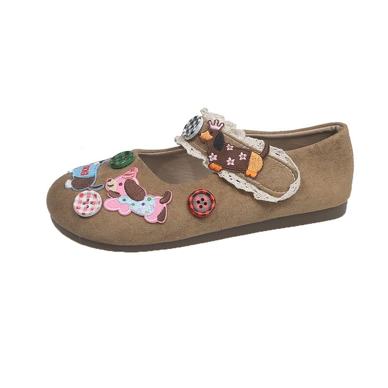 Applique Mary Jane Cartoon Shoes Animal