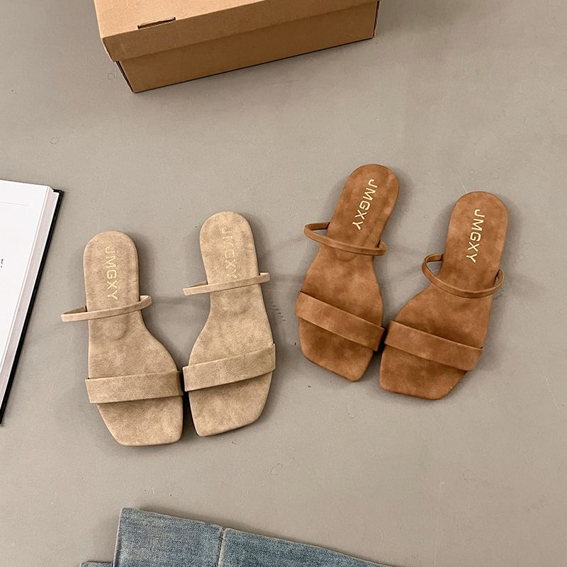 Toe Plain Slide Square Sandals