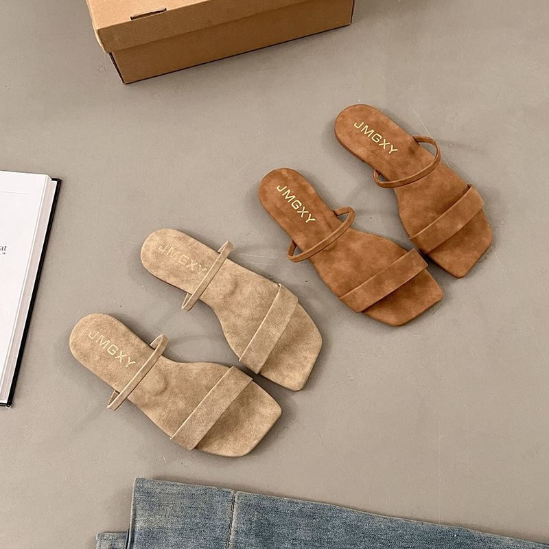 Toe Plain Slide Square Sandals