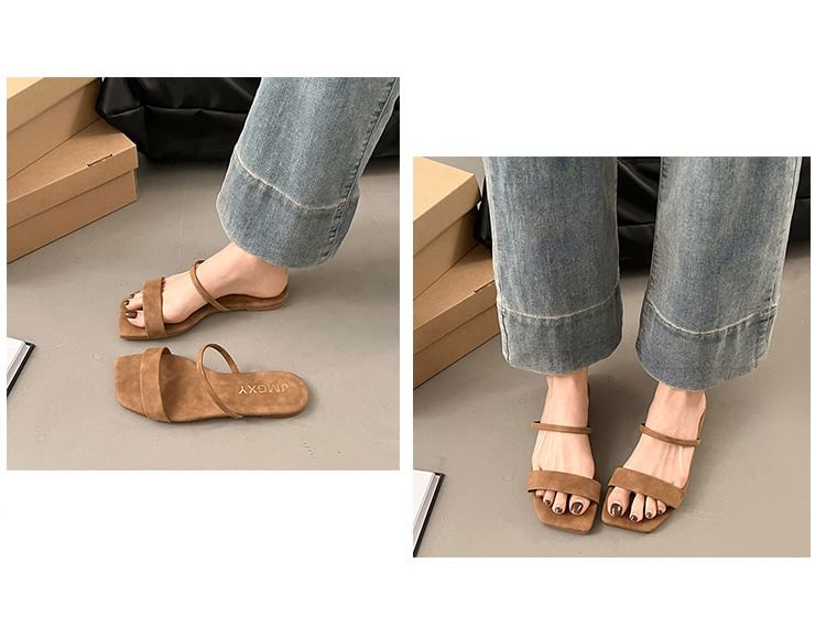 Toe Plain Slide Square Sandals