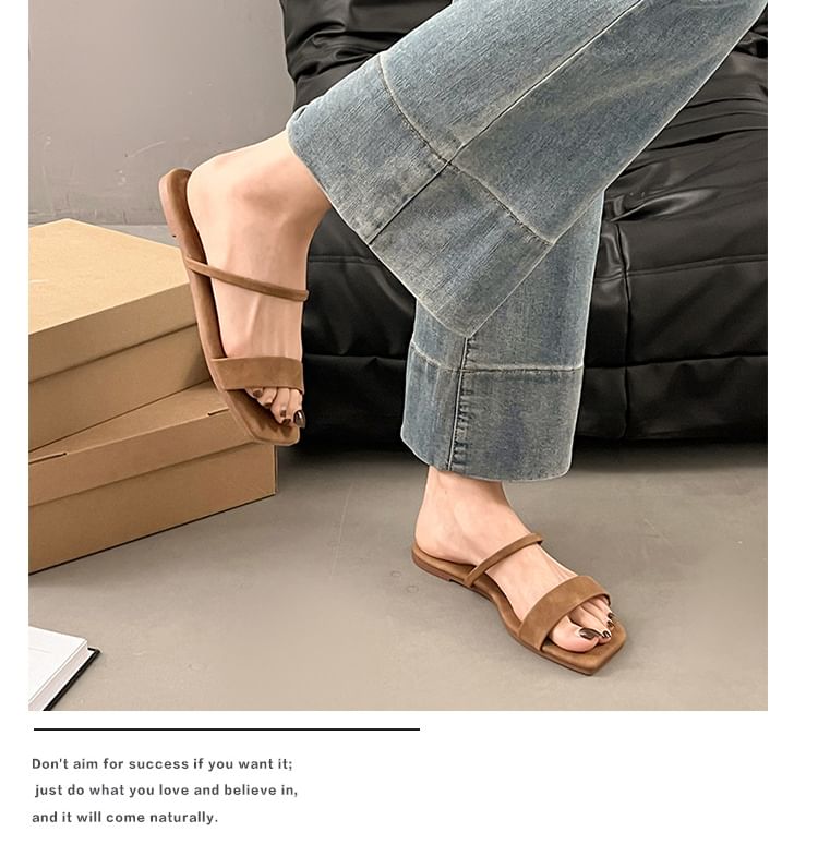 Toe Plain Slide Square Sandals