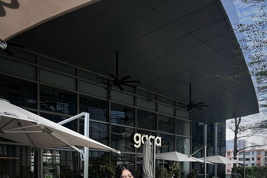 Puff-Sleeve A-Line Rise Blouse Tie-Neck Set Plain Cami / High Skirt Top Mini