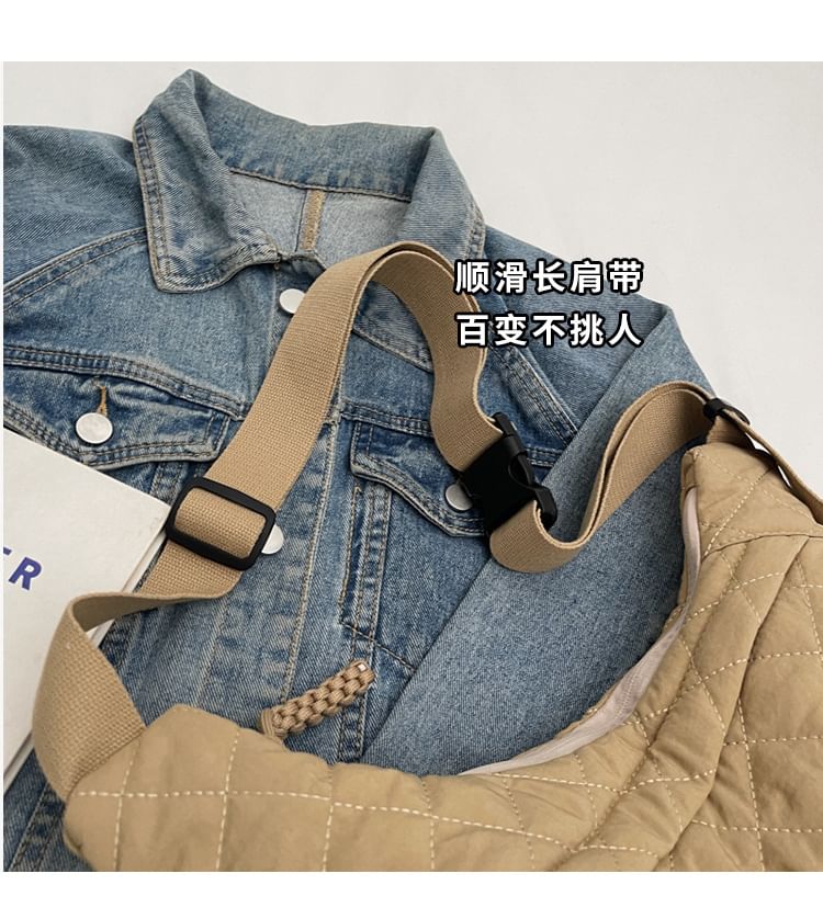 Nylon Plain Bag Zip Quilted Crossbody