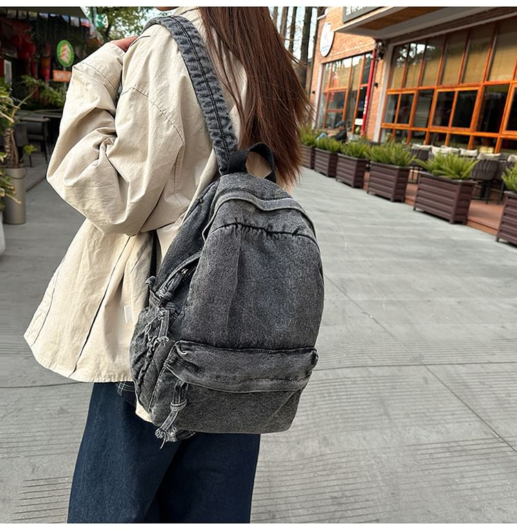 Backpack Zip Washed Denim
