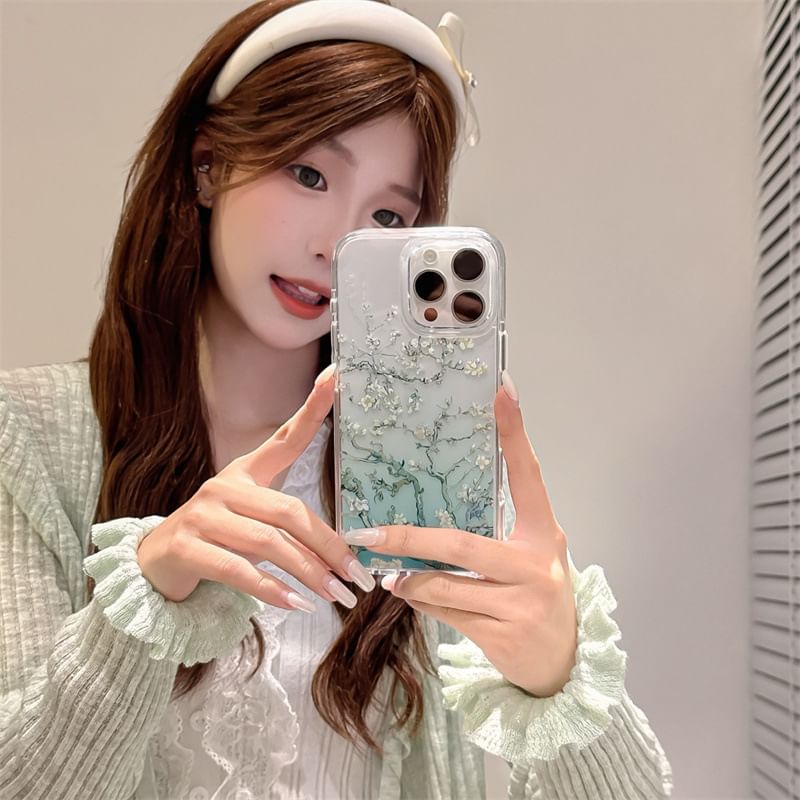 Gradient Floral Case Phone