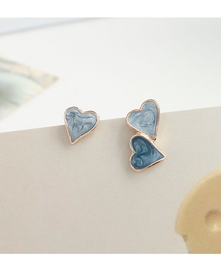 Earring Clip-On Stud Heart / Ear Asymmetrical