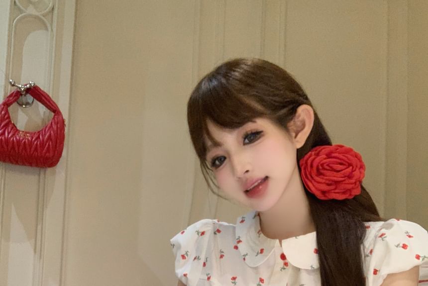 Mini / Rise Mid Skirt Puff-Sleeve Floral Pencil Shirt Plain