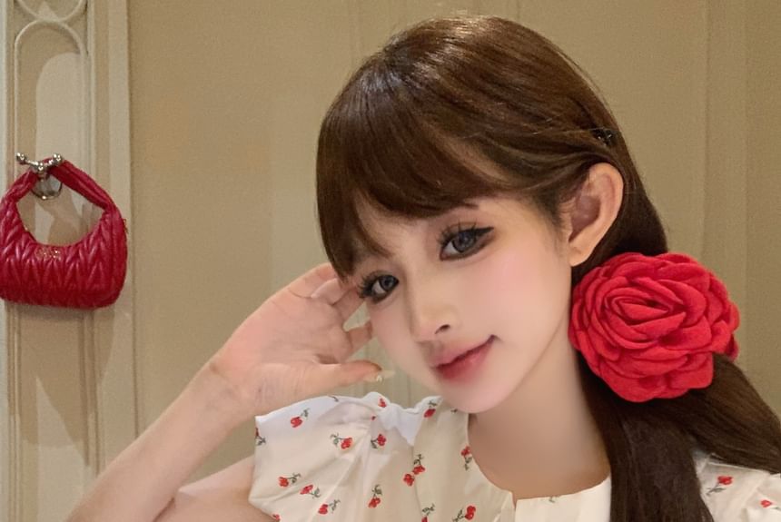 Mini / Rise Mid Skirt Puff-Sleeve Floral Pencil Shirt Plain