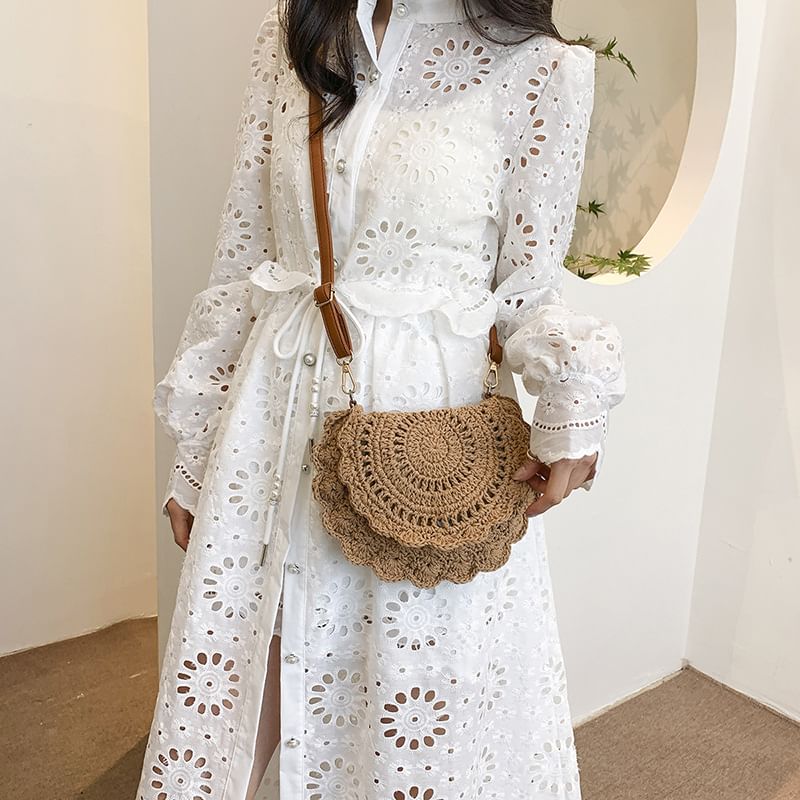 Lace Flap Crochet Crossbody Bag